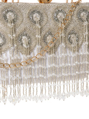Crystal Cascade Beaded Velvet Clutch