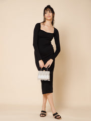 Crystal Cascade Beaded Velvet Clutch