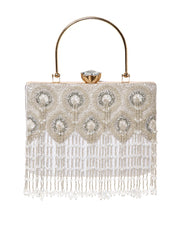 Crystal Cascade Beaded Velvet Clutch
