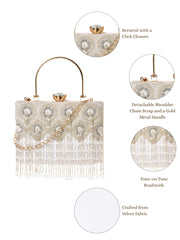 Crystal Cascade Beaded Velvet Clutch