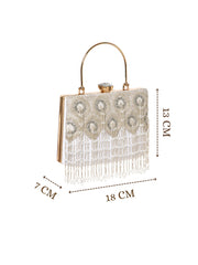 Crystal Cascade Beaded Velvet Clutch