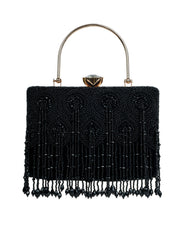 Crystal Cascade Beaded Velvet Clutch