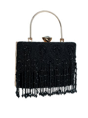 Crystal Cascade Beaded Velvet Clutch