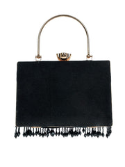Crystal Cascade Beaded Velvet Clutch