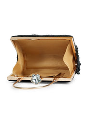 Crystal Cascade Beaded Velvet Clutch