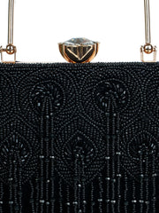 Crystal Cascade Beaded Velvet Clutch