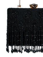Crystal Cascade Beaded Velvet Clutch