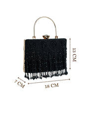 Crystal Cascade Beaded Velvet Clutch
