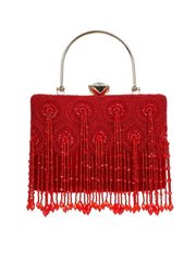 Crystal Cascade Beaded Velvet Clutch