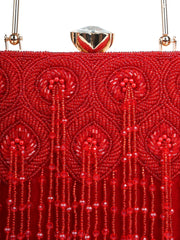 Crystal Cascade Beaded Velvet Clutch