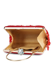 Crystal Cascade Beaded Velvet Clutch