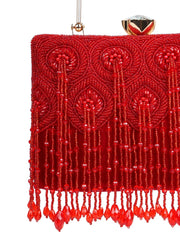 Crystal Cascade Beaded Velvet Clutch