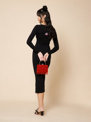 Crystal Cascade Beaded Velvet Clutch