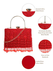 Crystal Cascade Beaded Velvet Clutch