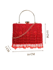 Crystal Cascade Beaded Velvet Clutch