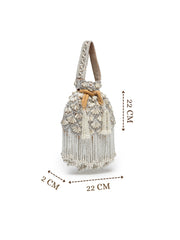 Opal Thread Velvet Embroidered Potli