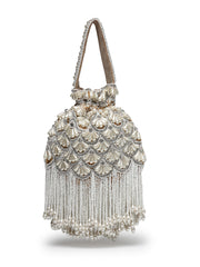 Opal Thread Velvet Embroidered Potli