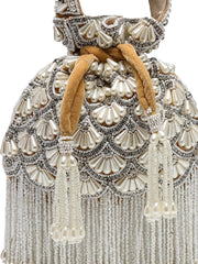 Opal Thread Velvet Embroidered Potli