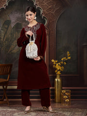 Opal Thread Velvet Embroidered Potli