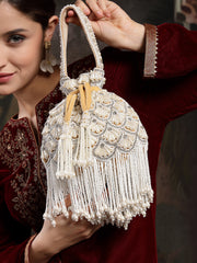 Opal Thread Velvet Embroidered Potli