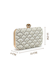 Opal Thread Faux Silk Scallop Beaded Clutch