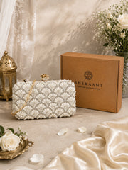 Opal Thread Scallop Beaded Clutch with signature gift box | Anniversary & Wedding Gift for Her