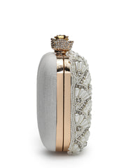 Opal Thread Faux Silk Scallop Beaded Clutch