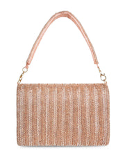 Crystal Cascade Chevron Beaded Faux Silk Clutch