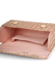 Crystal Cascade Chevron Beaded Faux Silk Clutch