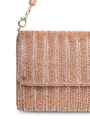 Crystal Cascade Chevron Beaded Faux Silk Clutch
