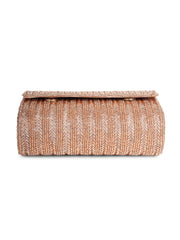 Crystal Cascade Chevron Beaded Faux Silk Clutch