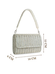 Crystal Cascade Chevron Beaded Faux Silk Clutch