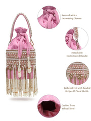 Dewdrop Fringe Velvet Beaded Potli