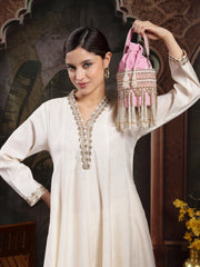 Dewdrop Fringe Velvet Beaded Potli