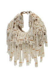 Fringe Flirt Faux Silk Clustered Beadwork Clutch