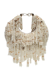 Fringe Flirt Faux Silk Clustered Beadwork Clutch