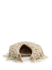 Fringe Flirt Faux Silk Clustered Beadwork Clutch