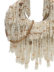 Fringe Flirt Faux Silk Clustered Beadwork Clutch