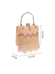 Crystal Cascade Velvet Chevron Embellished Clutch