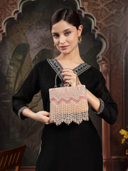 Crystal Cascade Velvet Chevron Embellished Clutch