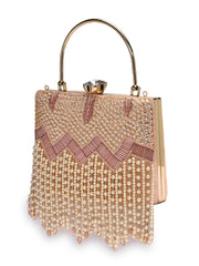 Crystal Cascade Velvet Chevron Embellished Clutch