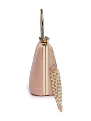 Crystal Cascade Velvet Chevron Embellished Clutch