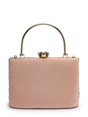 Crystal Cascade Velvet Chevron Embellished Clutch