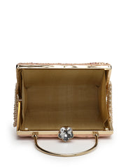 Crystal Cascade Velvet Chevron Embellished Clutch