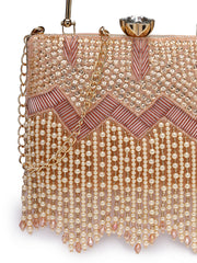 Crystal Cascade Velvet Chevron Embellished Clutch