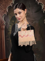 Crystal Cascade Velvet Chevron Embellished Clutch