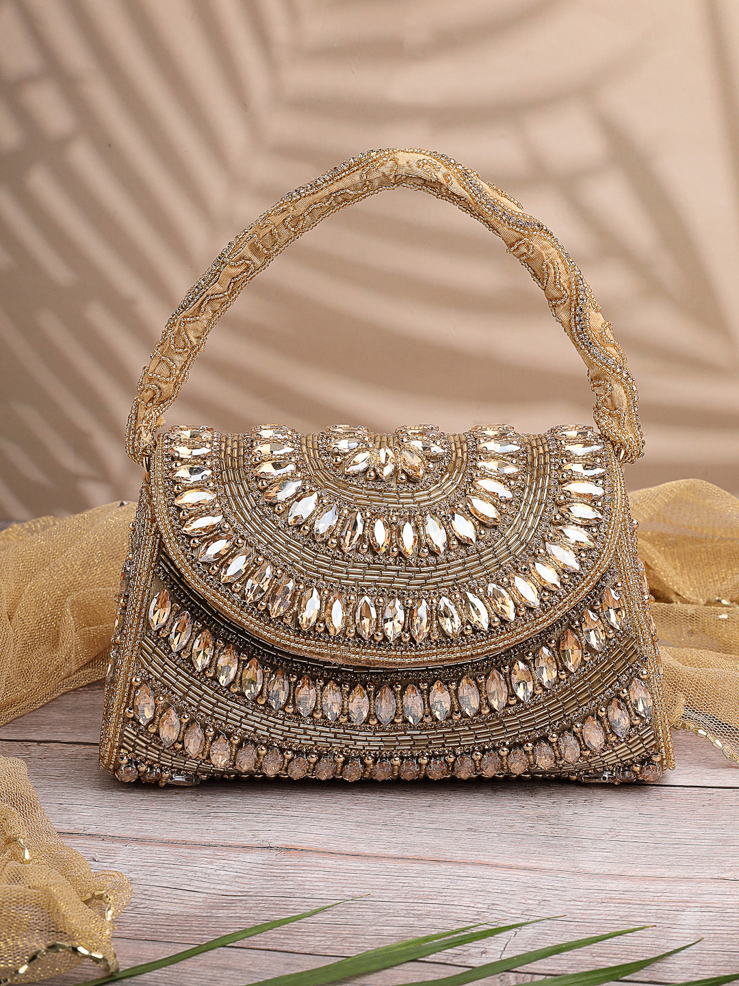 Blush & Bead Faux Silk Embellished Clutch