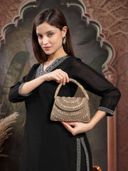 Blush & Bead Faux Silk Embellished Clutch