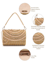 Blush & Bead Faux Silk Arc Beaded Clutch