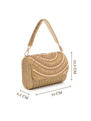 Blush & Bead Faux Silk Arc Beaded Clutch